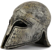 A Greek helmet with the same shape as a hazelnut hustk