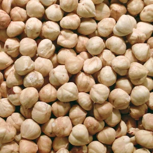 A pile of hazelnuts after blanching
